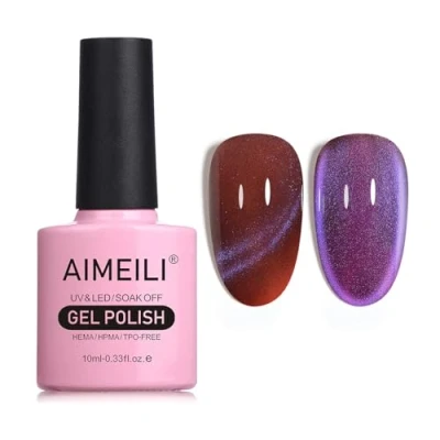 Image of AIMEILI Magnetic Gel Nail Polish Cat Magnet Eye Polish, UV LED Soak Off Glitter Varnish Art Manicure Pedicure, Long Lasting &amp; Easy to Apply 10ml 740