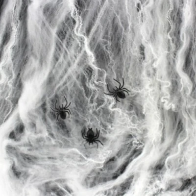 Image of 40g White Spiders Web Halloween Party Decorations with 6 Stretchable