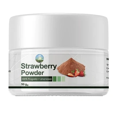 Image of NPOW Strawberry Fruit Powder Freeze Dried Finely Milled 100% Pure and Natural No Added Sugar or Preservatives for Baking, Smoothie, Icing, Frosting 50g