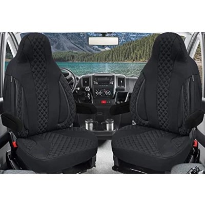 Image of BREMER SITZBEZÜGE Made To Measure Driver Protective Covers, Seat Covers Compatible with Ducato, Weinsberg, Adria, Dethleffs Motorhome Accessories, Set of 2 Incl. Armrest