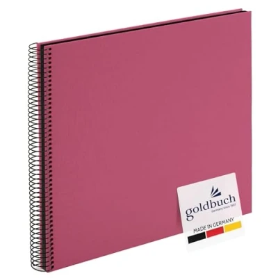 Image of goldbuch Bella Vista, Linen Memory, Spiral Bound, 40 Pages, Book for Gluing, Photo Album, Paper, Fuchsia (Black Sides), mm