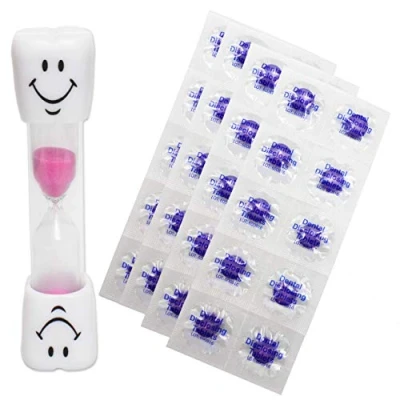 Image of Smile Toothbrush Timer &amp; 40 Disclosing Tablets (Pink Timer)