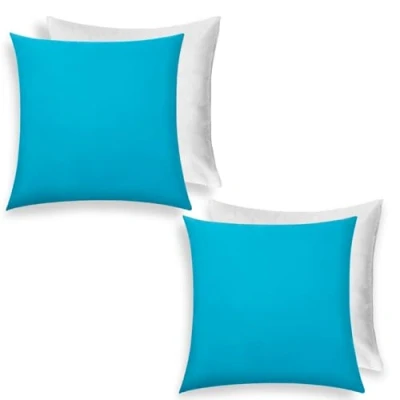 Image of Brentfords Outdoor Filled Cushions with Covers Included, Water Resistant Garden Furniture Pillows Super Soft Comfy Cushion Pads 2 Pack, Sea Blue 45x45cm