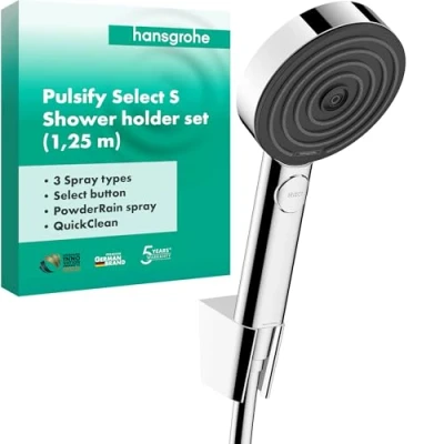 Image of Hansgrohe Shower Set Pulsify Select S, Head with Holder And Hose 1.25 m, Hand 3 Sprays (Relaxation), Chrome, 24302000