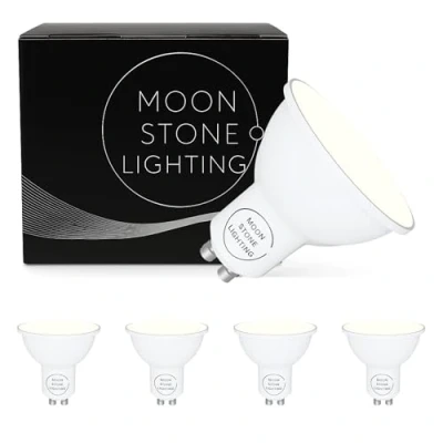 Image of Moonstone Lighting LED GU10 Bulbs, Cool White, 6W, 510 Lumens, Non Dimmable, Pack of 5 (6W White Pack)