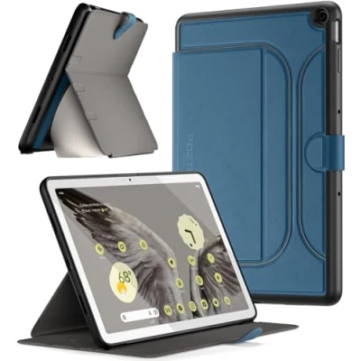 Image of Poetic Explorer Magnetic Folio Stand Case Designed for Google Pixel Tablet (2023), Fidget Mount Tablet, Teal Blue