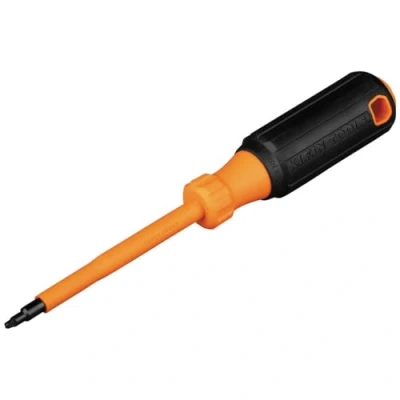 Image of Klein Tools 6884INS Insulated Screwdriver, 1000V #1 Square Tip Screwdriver with 4 Inch Shank, Ident, Cushion Grip Handle