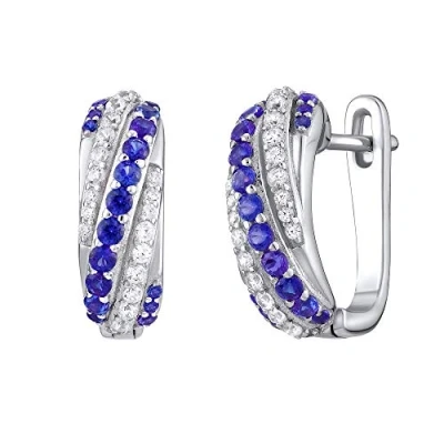Image of SILVEGO MW14168AS Women 925 Sterling Silver Earrings with Synthetic Sapphire