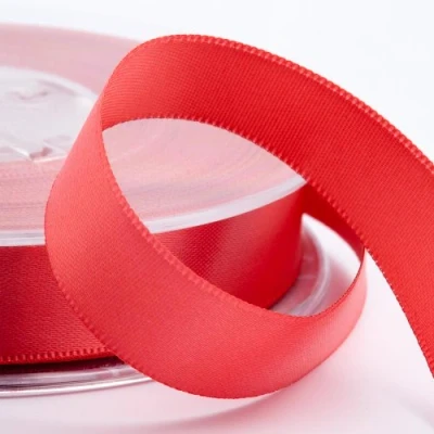 Image of Italian Options Satin Ribbon, 10mm Wide x 25 Metre Roll, Coral