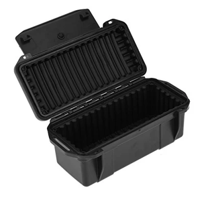 Image of Tbest Small Outdoor Storage Box,Outdoor Waterproof Shockproof Airtight Survival Box Container Case Carry Black Dry for Fishing Cam Hiking Activities(C)