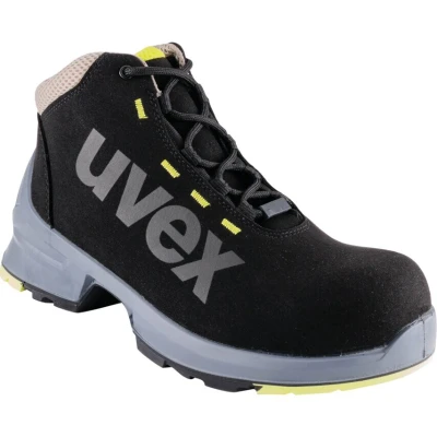 Image of Uvex 1 lace up boot, safety shoes S2 SRC, work for men &amp; women, black/lime, size 3