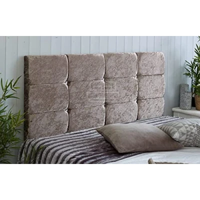 Image of Gallop Sleep Roma Crush Headboard in Velvet for Divan Bed with Diamante Buttons (Champagne, Double 4 FEET 6 INCHES, Height 20 INCHES)