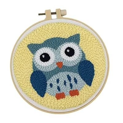 Image of DIY Animal Latch Hook Kits for Kids Beginner, Rug Hooking Crafts Knitting Embroidery Kit Punch Starter with Colorful Yarn, Owl