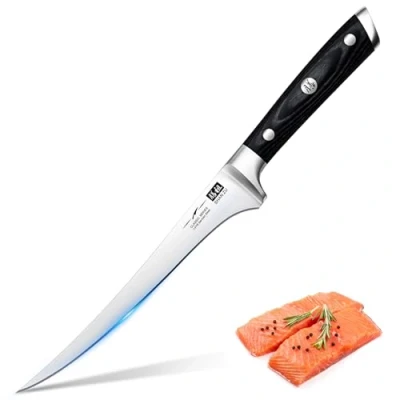 Image of SHAN ZU Japanese Filleting Knife 7 inch Edge Deboning Fish and Meat Kitchen Knives Professional Made of Super Sharp German Stainless Steel Boning