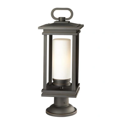 Image of South Hope 1 Light Large Outdoor Pedestal Bronze IP44, E27