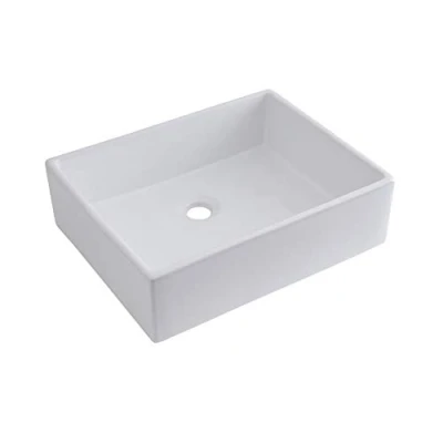 Image of Milano Westby Modern White Ceramic Rectangular Countertop Bathroom Basin Sink 490mm x 390mm