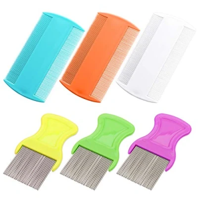 Image of MWOOT 6 Pieces Pet Hair Nit Lice Combs Set,Stainless Steel Metal Comb Dandruff Flakes Removal Double Sided Teeth