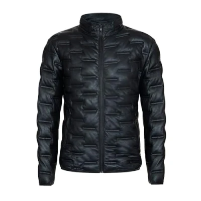 Image of Infinity Leather Mens Puffer Quilted Bomber Jacket Recife Black Size 5XL