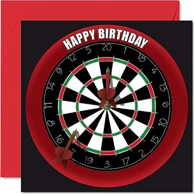 Image of Fun 36th Birthday Cards for Men Woman Dart Board Happy Card Dad Mum Son Daughter Brother Sister Uncle Auntie Cousin, 145mm x Sports Darts Bday Greeting