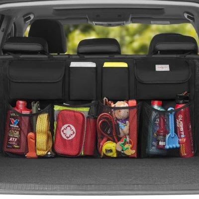 Image of SURDOCA Car Boot Organiser, 3rd Gen Storage, Universal Tidy, Back Seat Organiser with 8 Large Pockets