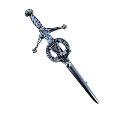 Image of Kilts Wi Hae Rose Clan Crest Pewter Sword Kilt Pin, silver