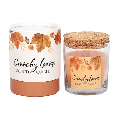 Image of Crunchy Leaves Scented Candle 25 Hour Burn Time Creates a Cozy Ambiance
