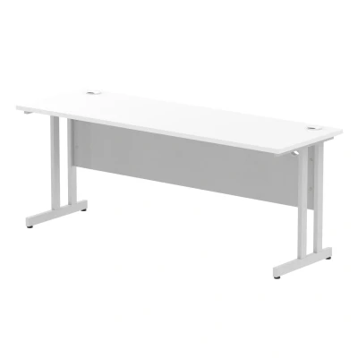 Image of Impulse 1800 x 600mm Straight Office Desk White Top Silver Cantilever Leg
