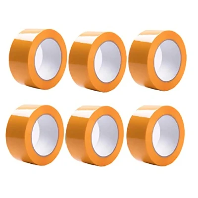 Image of Tezraftaar 6 x Orange Parcel Packaging Tape 48mm 66m Heavy Duty Strong Adhesive Carton &amp; Box Sealing Packing for Shipping