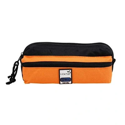 Image of Viquel Teknik 4 Compartments School Pencil Case Black and Orange