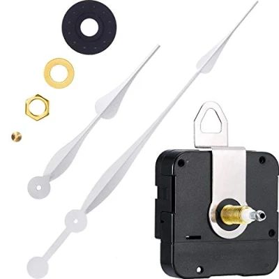 Image of Hicarer High Torque Long Shaft Clock Movement Mechanism Replacement Motor with 12 Inch Spade Hands (Silver)