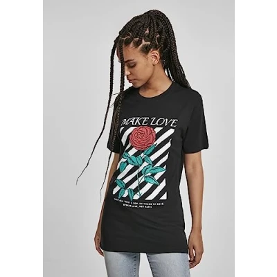 Image of Mister Tee Damen Ladies Make Love T Shirt, Black, S