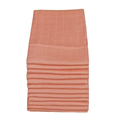 Image of MuslinZ 12PK 100% Pure Cotton Baby Muslin Squares Burp Cloths 70x70cms (Peach)