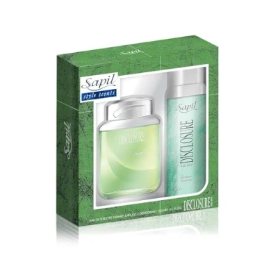Image of Sapil Disclosure Green Gift Set for Men Eau de Toilette 100ml &amp; Deodorant Spray 150ml Luxury Fragrance with Woody, Spicy Floral Notes