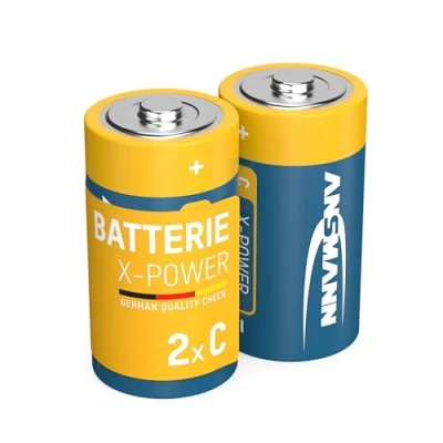 Image of ANSMANN C Size Batteries [Pack of 2] Long Lasting Alkaline Disposable Type 1.5V X POWER Battery For Flashlight, Operating Machines, Toys, LED Torch Lights