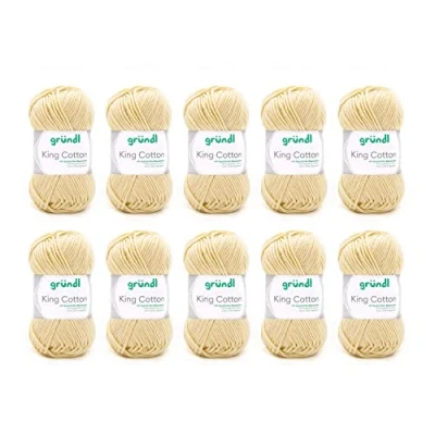 Image of Gründl King Cotton 55% Polyacrylic &amp; 45% 50g/78m Needle Size 6 7 10 x 50g Vanilla