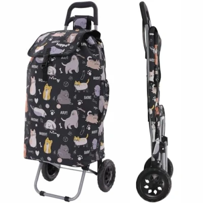 Image of Hoppa 57Ltr Lightweight Shopping Trolley 2024 model, Hard Wearing &amp; Foldaway Push/Pull Cart for Easy Storage With 1 Year Guarantee