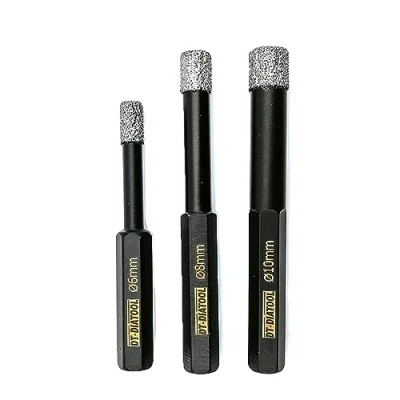 Image of DT DIATOOL Hex Shank Dry Diamond Drill Core Bits Set 3PCS 6/8/10mm Vacuum Brazed Hole Saw for Tile Porcelain Ceramic Marble Granite