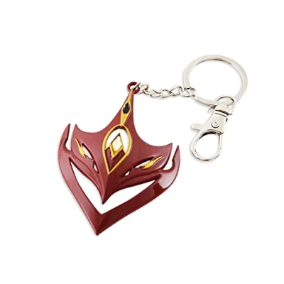 Image of ROSETOR 1pc Genshin impact keychain weapon Tartaglia mask model metal crafts jewelry ornaments, Brown, One Size
