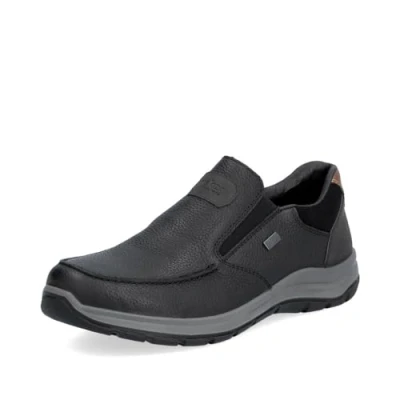 Image of Rieker Mens Smart Casual Extra Wide Slip On Shoes 03651 00 Black Leather UK Size 9 EU 43 US 10