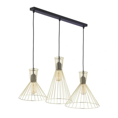 Image of Sahara Wire Frame Bar Pendant Ceiling Light Black, Gold 3xE27