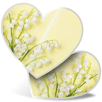 Image of 2 x Heart Stickers 7.5 cm Lily of The Valley Bell Flowers Garden Laptop Tablet Luggage Scrapbook #21790