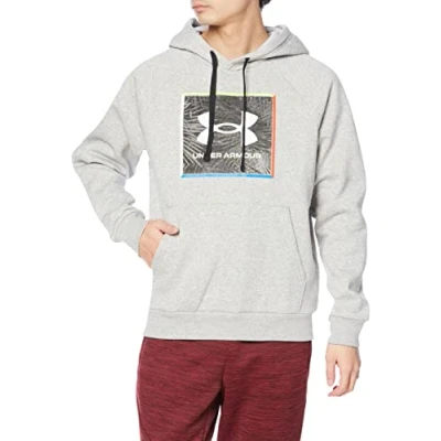 Image of Under Armour Mens UA Rival Fleece Graphic Hoody in Grey Cotton Size Small
