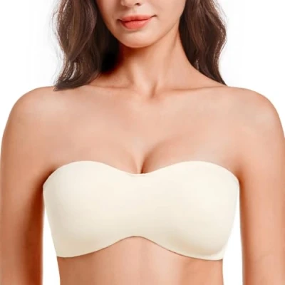 Image of MELENECA Women&#039;s Strapless Minimizer Multiway for Large Bust Unlined Seemless Underwire Bandeau Bra Sand Dollar 30C