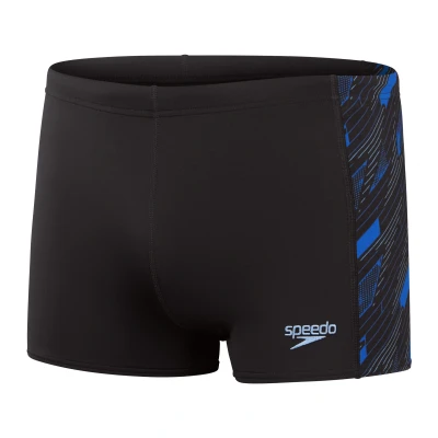 Image of Speedo Mens Hyper Boom Panel Aquashorts in black blue Size 32 inch