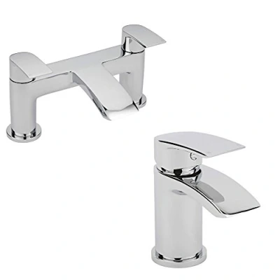 Image of Milano Razor Modern Mono Bathroom Basin Mixer Tap Bath Filler Set Chrome