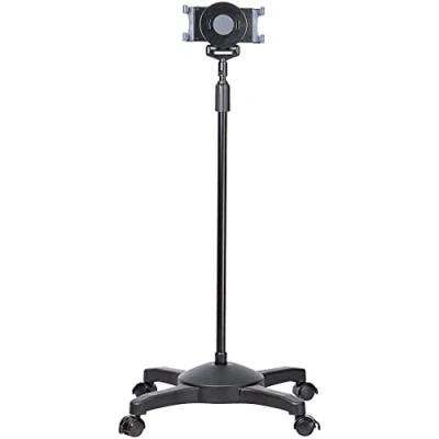 Image of StarTech.com Mobile Tablet Stand with Lockable Wheels Height Adjustable Universal Rolling Floor for Tablets from 7 to 11 inch, Portable w/Detachable Holder (STNDTBLTMOB)