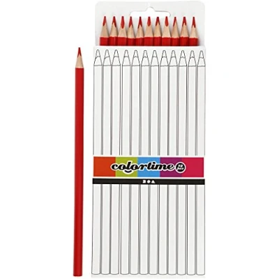 Image of Colortime Colouring Pencils, Lead: 3 mm, L: 17 cm, red, Basic, 12pcs