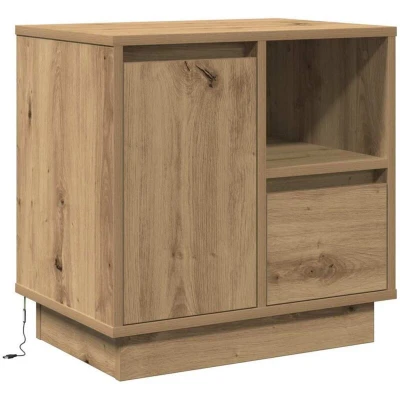 Image of vidaXL Bedside Cabinet with LED Artisan Oak 50x34,5x50 cm
