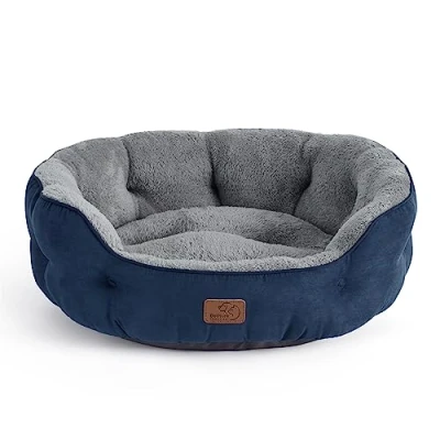 Image of Bedsure Washable Cat Bed With Two Sided Inner Cushion, Sleeping Place For Cats Or Small Dogs (Navy Blue, S (51X48X15Cm))