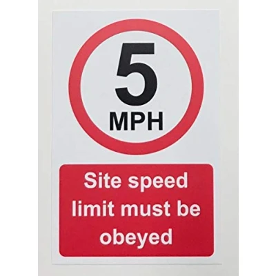 Image of 5 mph Site speed limit must be obeyed Safety sign 3mm Aluminium 300mm x 200mm